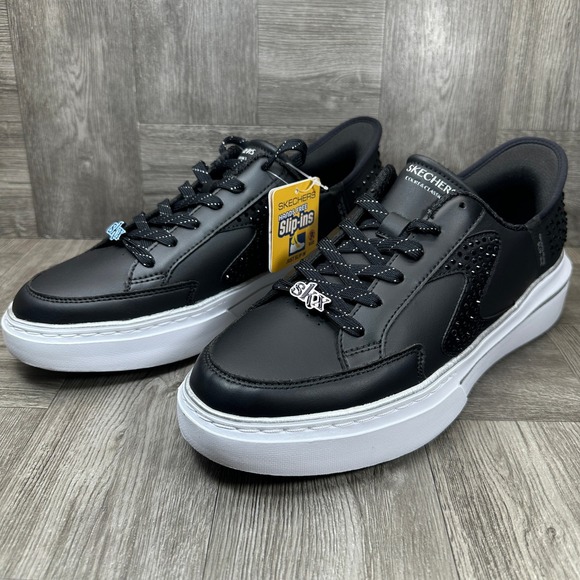 Skechers Slip-ins Sneakers Women 10 Black Rhinestone Platform NEW 185271 - Picture 3 of 8